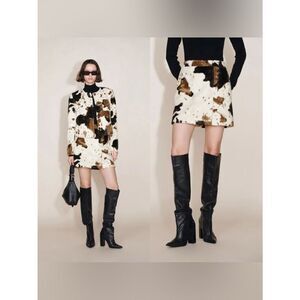 NEW FABRIQUE Mane Cow Print Mini Skirt in Faux Horse Fur